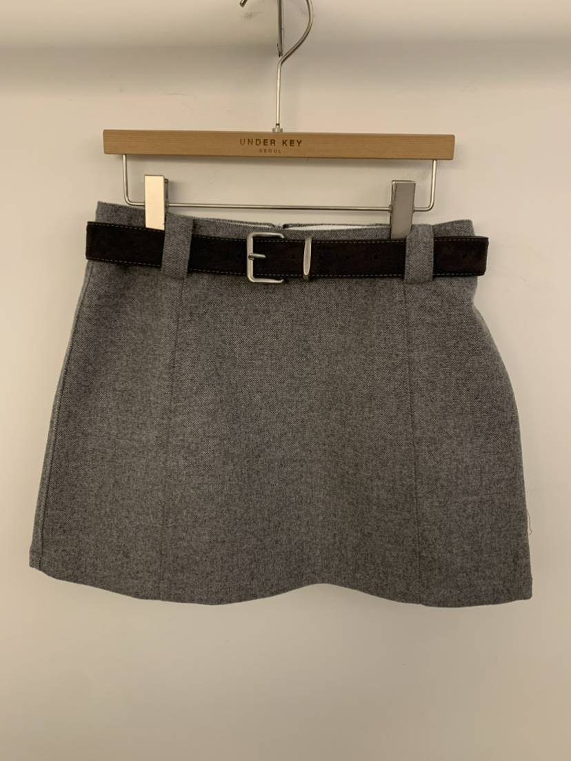 UNDER KEY韓國直郵㊣女裝新款人氣時尚熱賣25秋冬短裙含腰帶UNDER KEY短裙