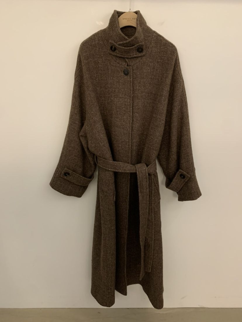 UNDER KEY東大門㊣代購女裝新款25秋冬職業中長款大衣含腰帶UNDER KEY中長款大衣