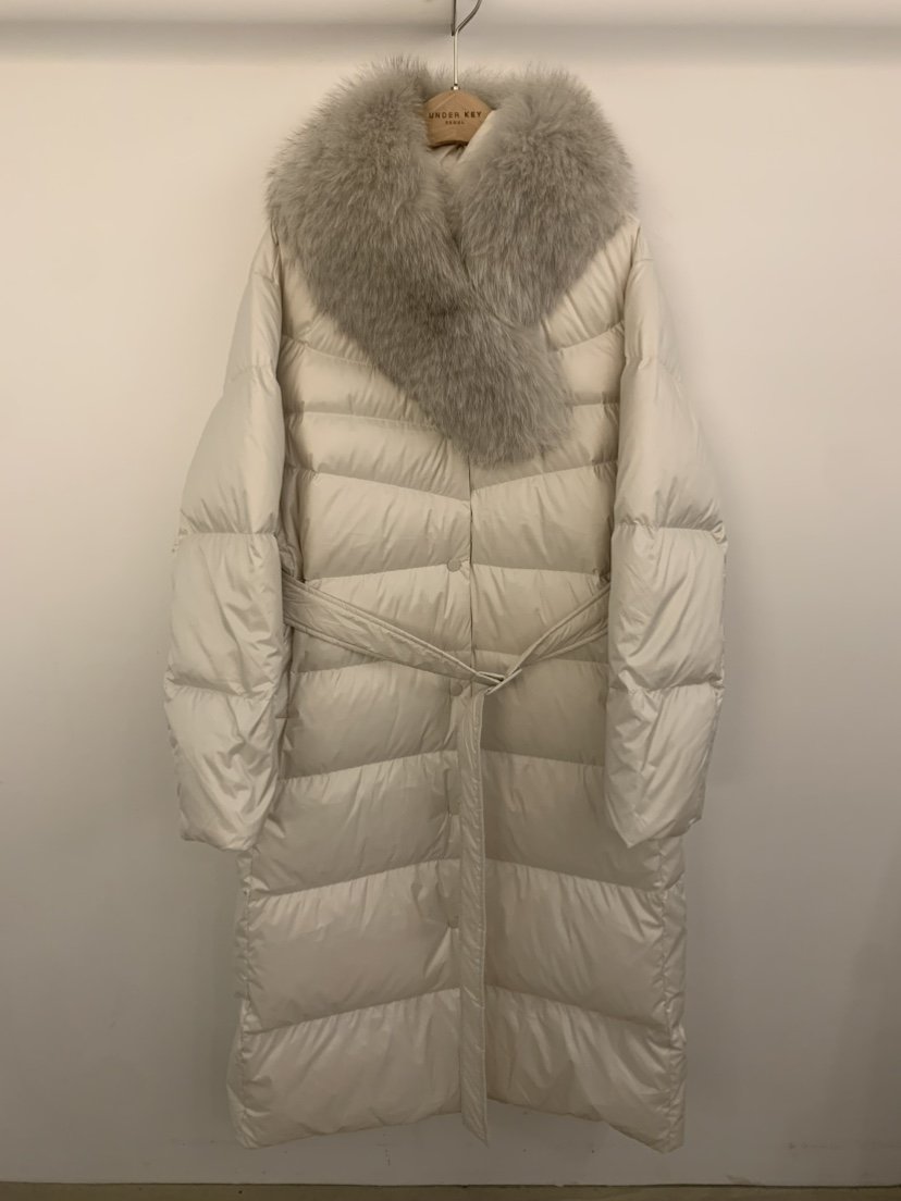 UNDER KEY東大門㊣實拍女士新款時尚長款羽絨服可拆卸含腰帶UNDER KEY長款羽絨服