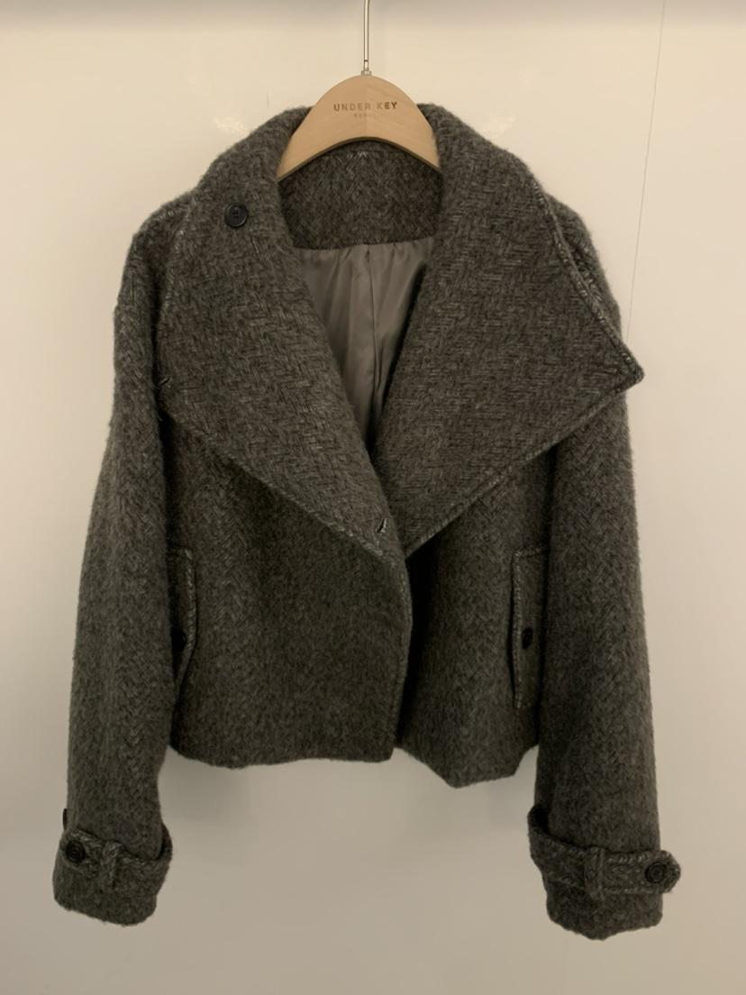 UNDER KEY韓國代購㊣女裝新款人氣25秋冬熱賣短款大衣羊駝UNDER KEY短款大衣