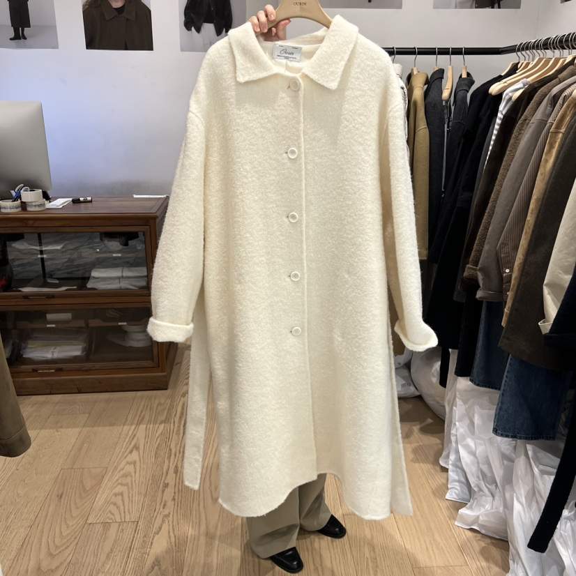 OURIN東大門㊣直郵女士新品真品休閑25秋冬中長款大衣含腰帶羊駝OURIN中長款大衣