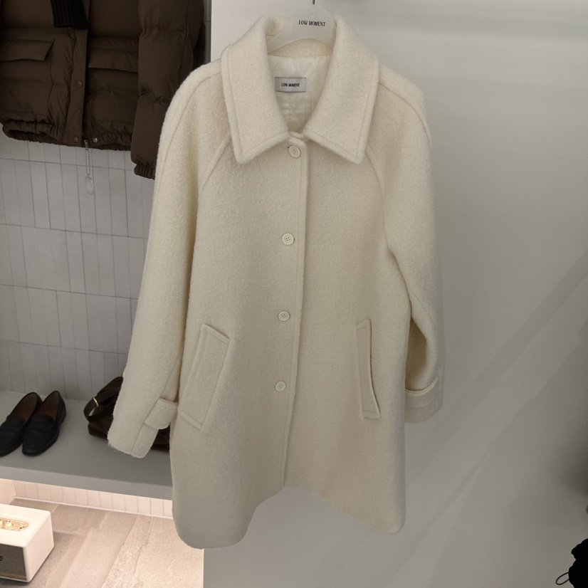 LOW MOMENT韓國代購㊣女裝新品真品推薦職業休閑長款風衣羊毛LOW MOMENT長款風衣