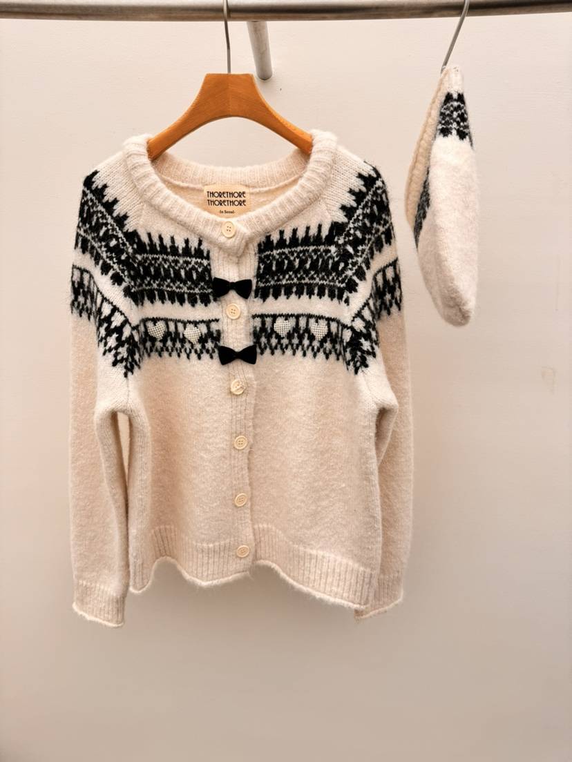 THORE韓國直郵㊣女裝新款25秋冬時尚休閑職業針織衫含帽子套裝THORE針織衫