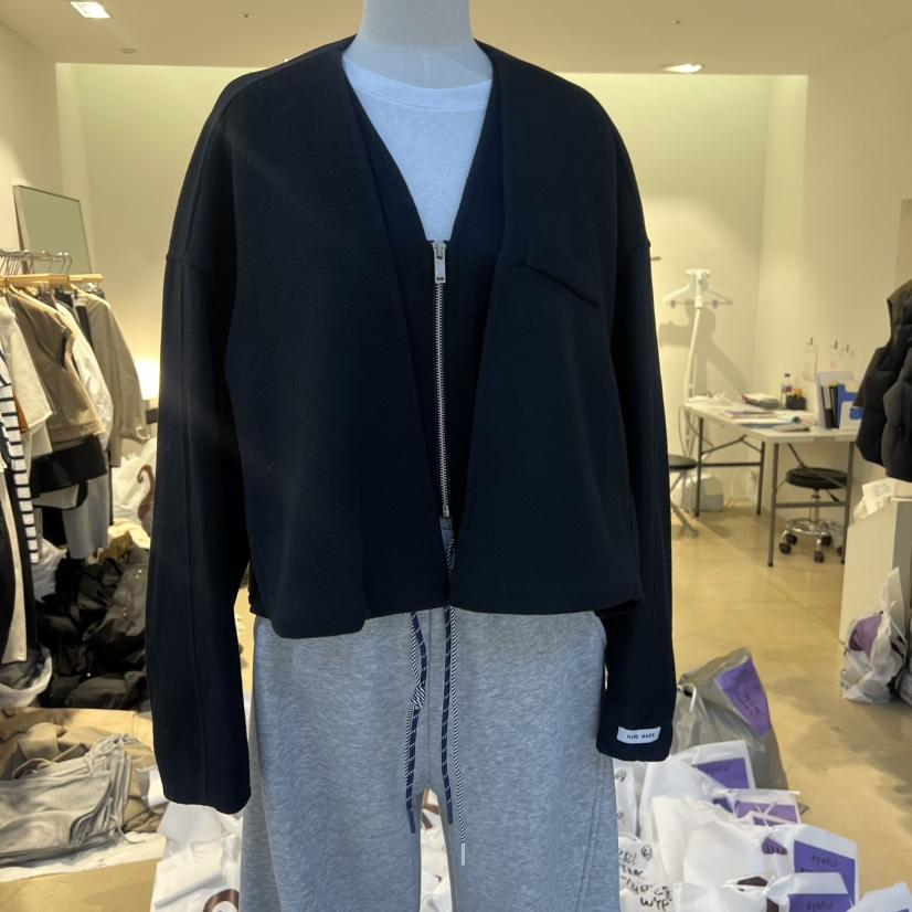 EYEFUL-Q東大門㊣直郵女士新款熱賣人氣休閑短款大衣羊毛拉鏈eyeful短款大衣