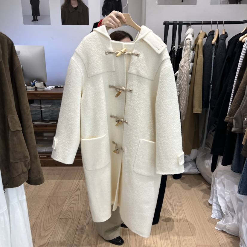 OURIN韓國代購㊣女士新款休閑職業人氣25秋冬中長款大衣羊駝毛OURIN中長款大衣