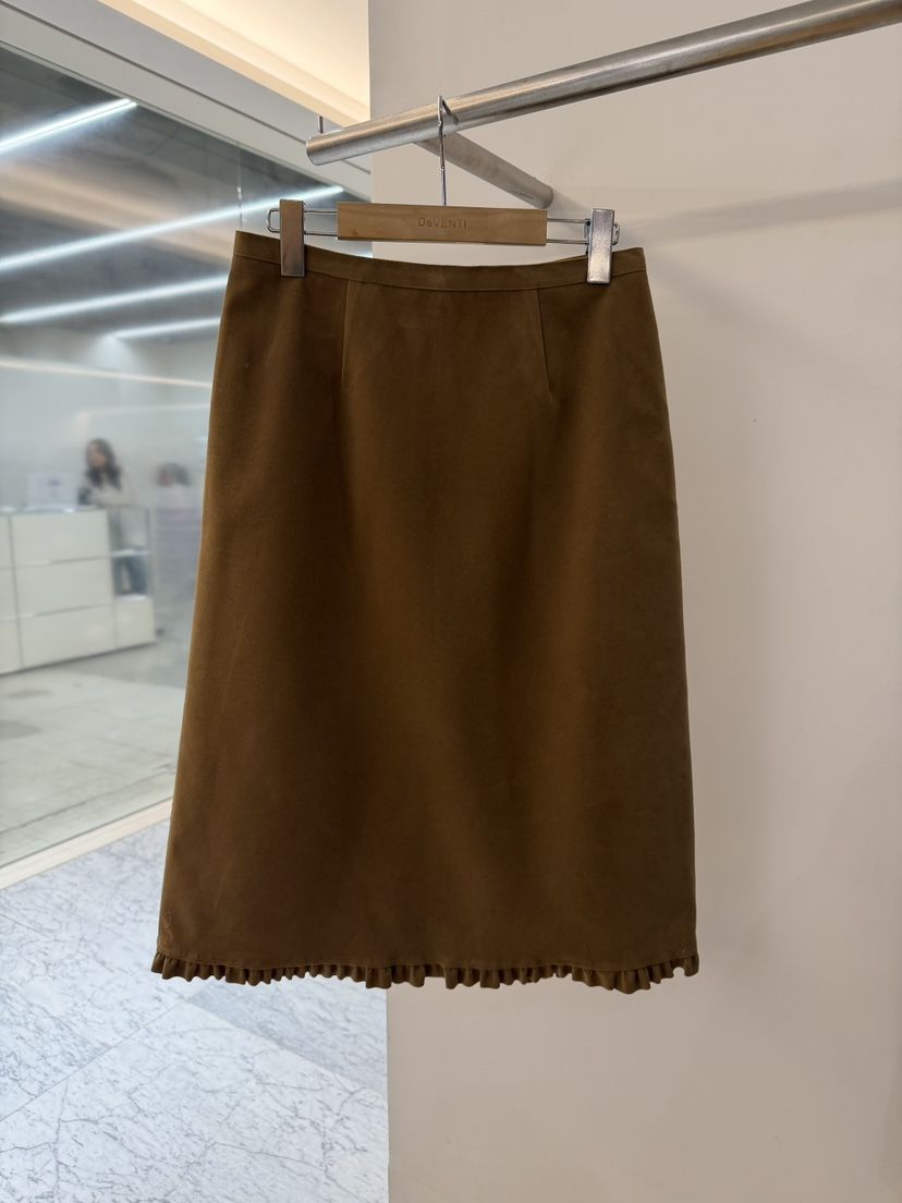 DE VENTI韓國代購㊣女士新款真品時尚半身裙中短裙絨面革褶皺DE VENTI半身裙/中短裙