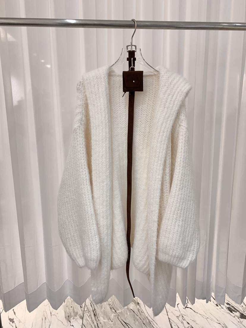 FABRIC韓國代購㊣女裝新款25秋冬休閑人氣針織衫含腰帶兜帽FABRIC針織衫