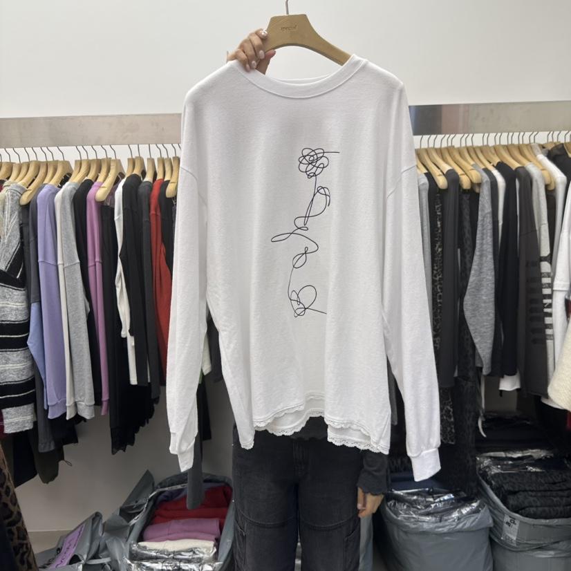 SPECIAL韓國代購㊣女裝新品休閑25秋冬熱賣時尚長袖T恤蕾絲SPECIAL長袖T恤