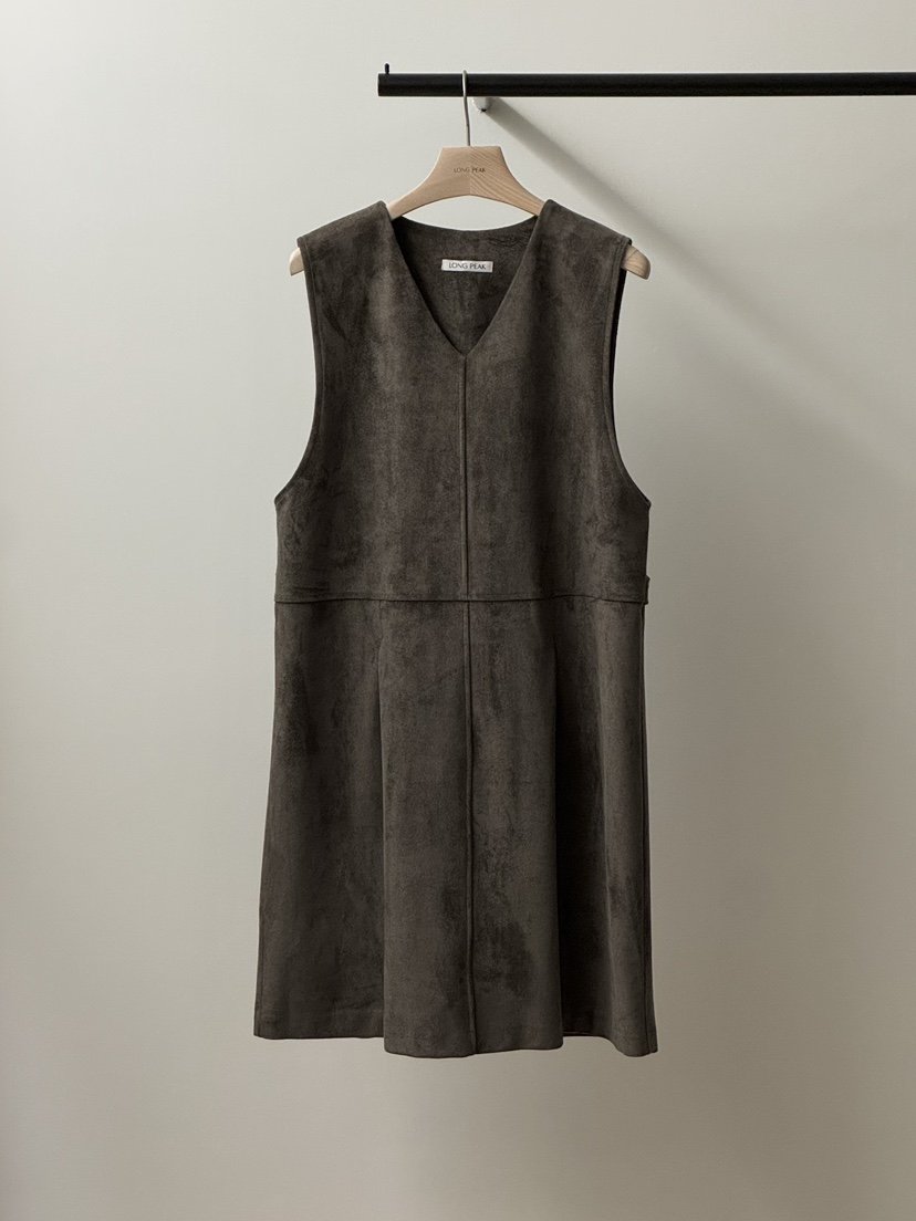 LONG PEAK韓國直郵㊣女士新款時尚人氣連衣裙中長款絨面革LONG PEAK連衣裙