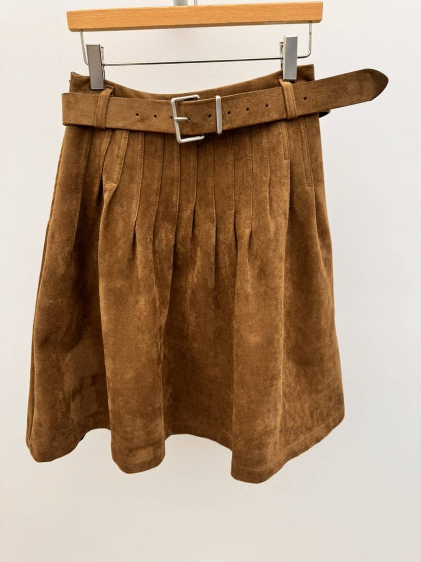 THORE東大門㊣實拍女士新款休閑推薦人氣職業短裙含腰帶絨面革THORE短裙