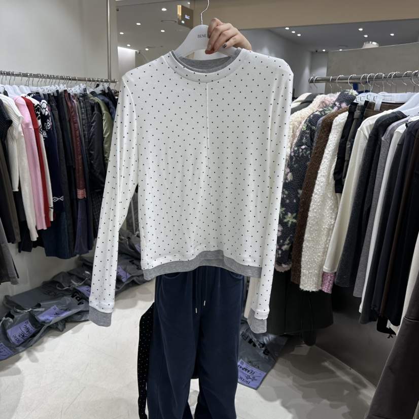 BENE韓國代購㊣女士新品人氣25秋冬休閑熱賣真品職業長袖T恤BENE長袖T恤