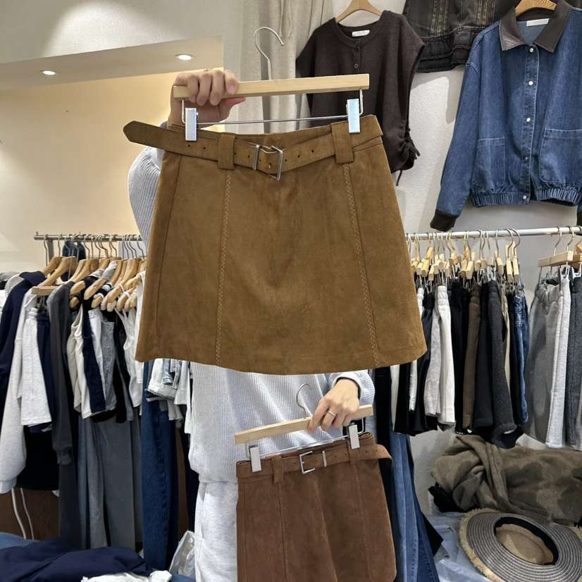 HIPTIQUE東大門㊣代購女裝新款25秋冬人氣真品時尚短裙含腰帶HIPTIQUE短裙