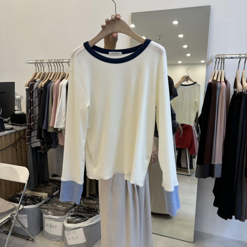 FUNNY POWDER韓國代購㊣女士新品休閑25秋冬時尚職業長袖T恤THE FUNNY長袖T恤