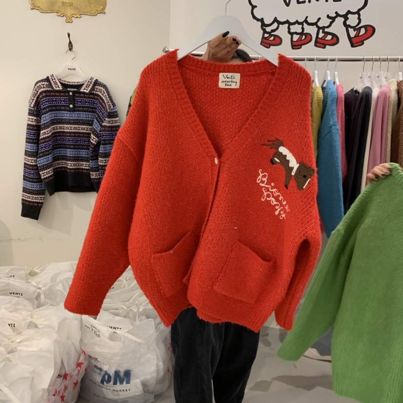 VENTI東大門㊣代購女裝新款人氣25秋冬職業休閑毛衣羊毛開衫VENTI毛衣