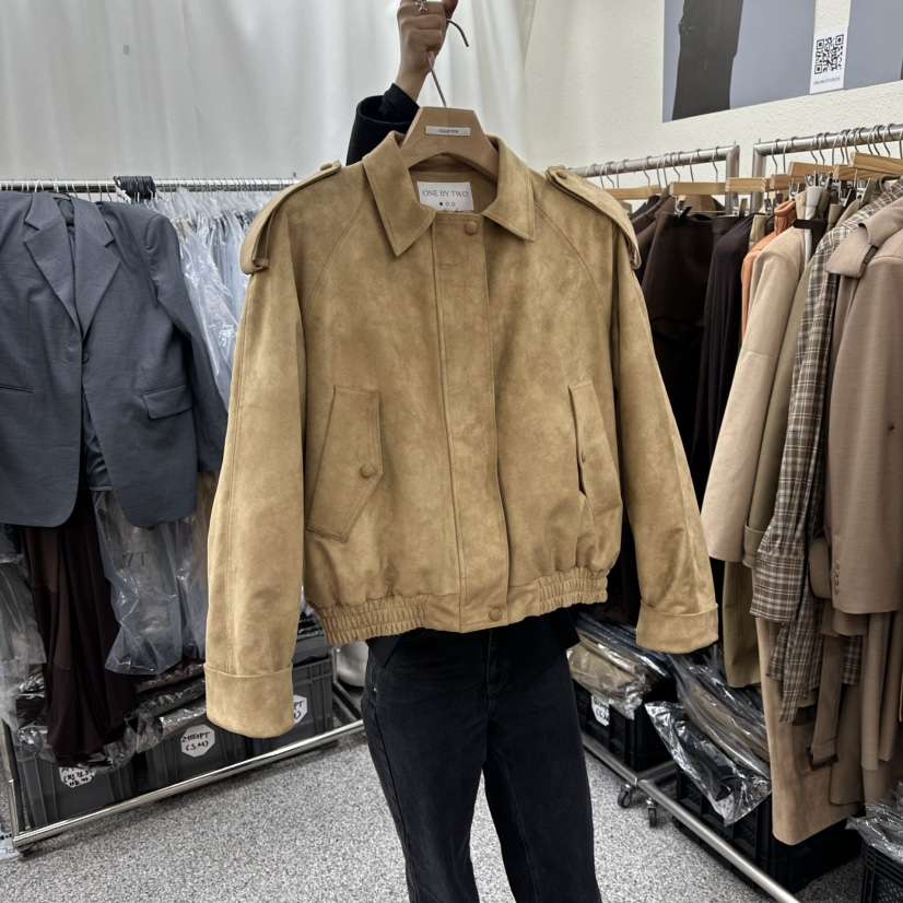 ONEBYTWO東大門㊣直郵女裝新品推薦25秋冬職業人氣夾克絨面革ONE BY TWO夾克