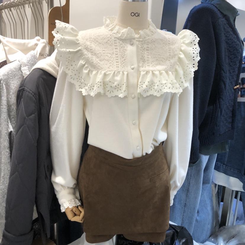 OGI東大門㊣直郵女士新款職業時尚25秋冬人氣真品襯衫蕾絲衫FLat OGI襯衫/蕾絲衫