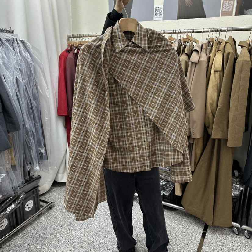 ONEBYTWO韓國直郵㊣女士新品人氣真品職業休閑襯衫蕾絲衫格紋ONE BY TWO襯衫/蕾絲衫