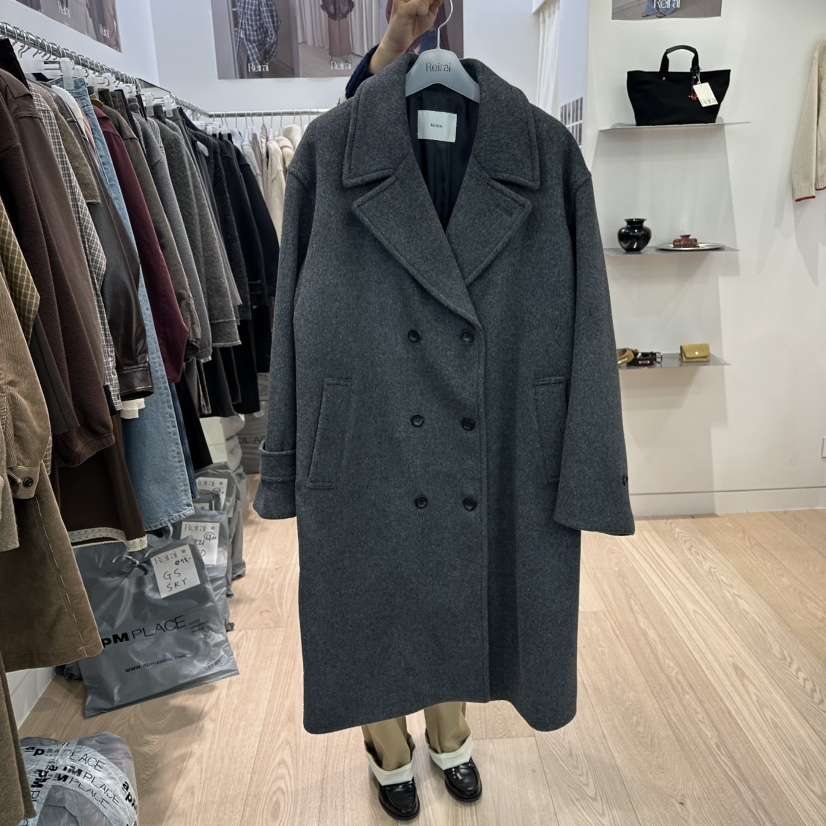 REIRAI東大門㊣代購女裝新款熱賣職業中長款大衣羊毛雙層長款Reirai中長款大衣