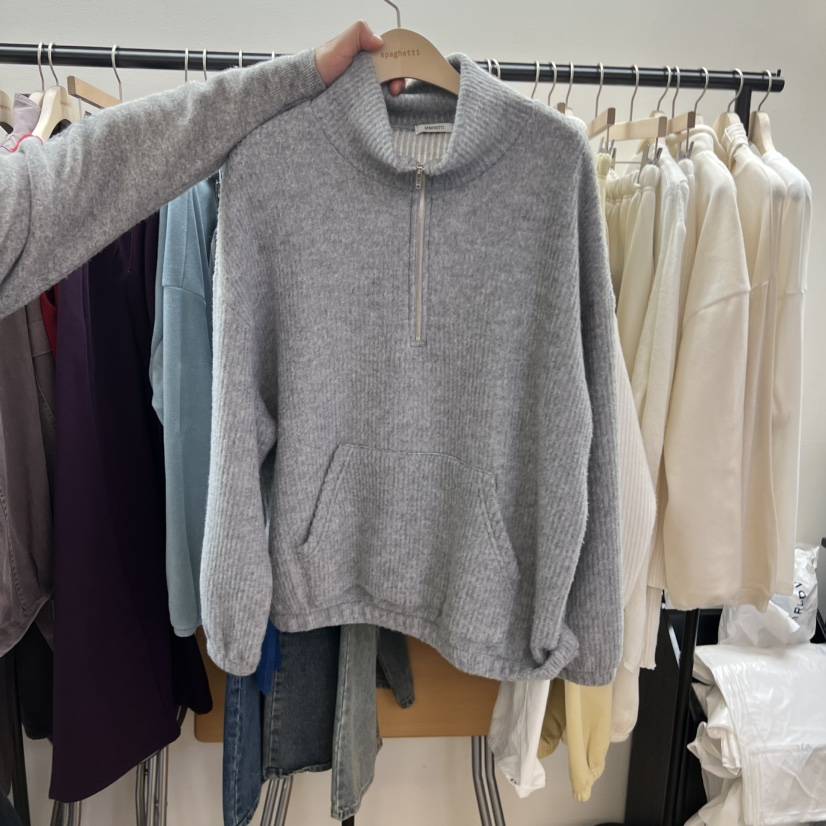 SPAGHETTI韓國直郵㊣女士新款時尚人氣休閑熱賣真品針織衫拉鏈spaghetti針織衫