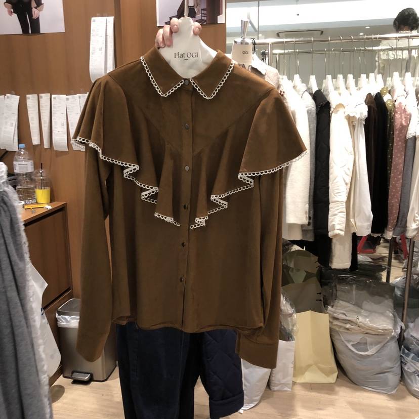 OGI東大門㊣直郵女裝新款真品推薦時尚職業襯衫蕾絲衫荷葉邊FLat OGI襯衫/蕾絲衫