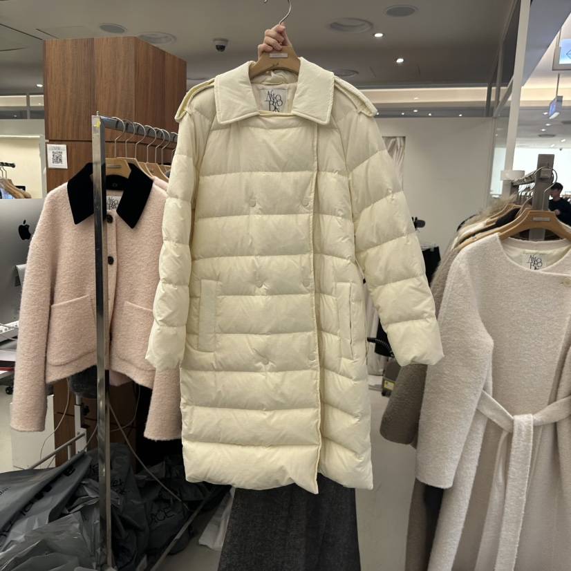 MER韓國代購㊣女裝新款推薦人氣熱賣長款羽絨服含腰帶長款鴨絨MER/ANGELO BIANCO長款羽絨服