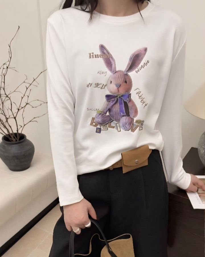 BLING BLING-S韓國直郵㊣女裝新款時尚職業休閑長袖T恤兔子BLING BLING-S長袖T恤