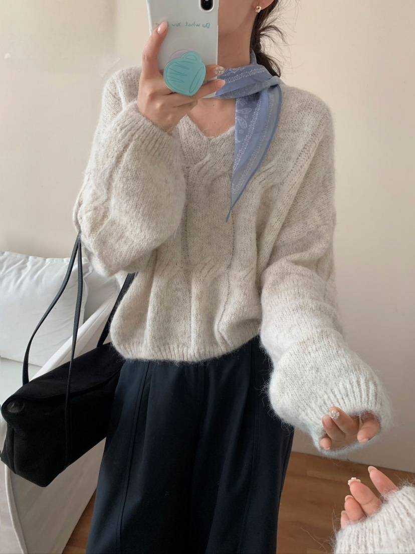 CRONG東大門㊣實拍女裝新款職業25秋冬真品時尚推薦針織衫V領CRONG針織衫