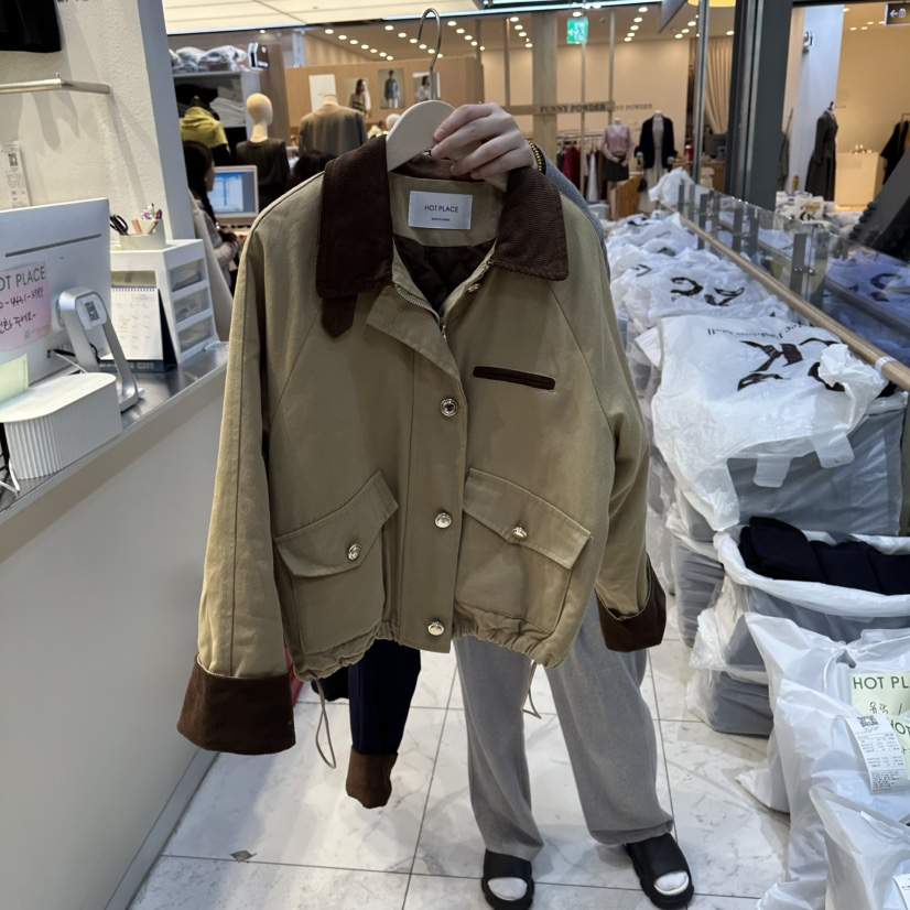 HOT PLACE東大門㊣代購女士新品熱賣推薦25秋冬真品夾克拼色HOT PLACE/DREAM GIRIS夾克