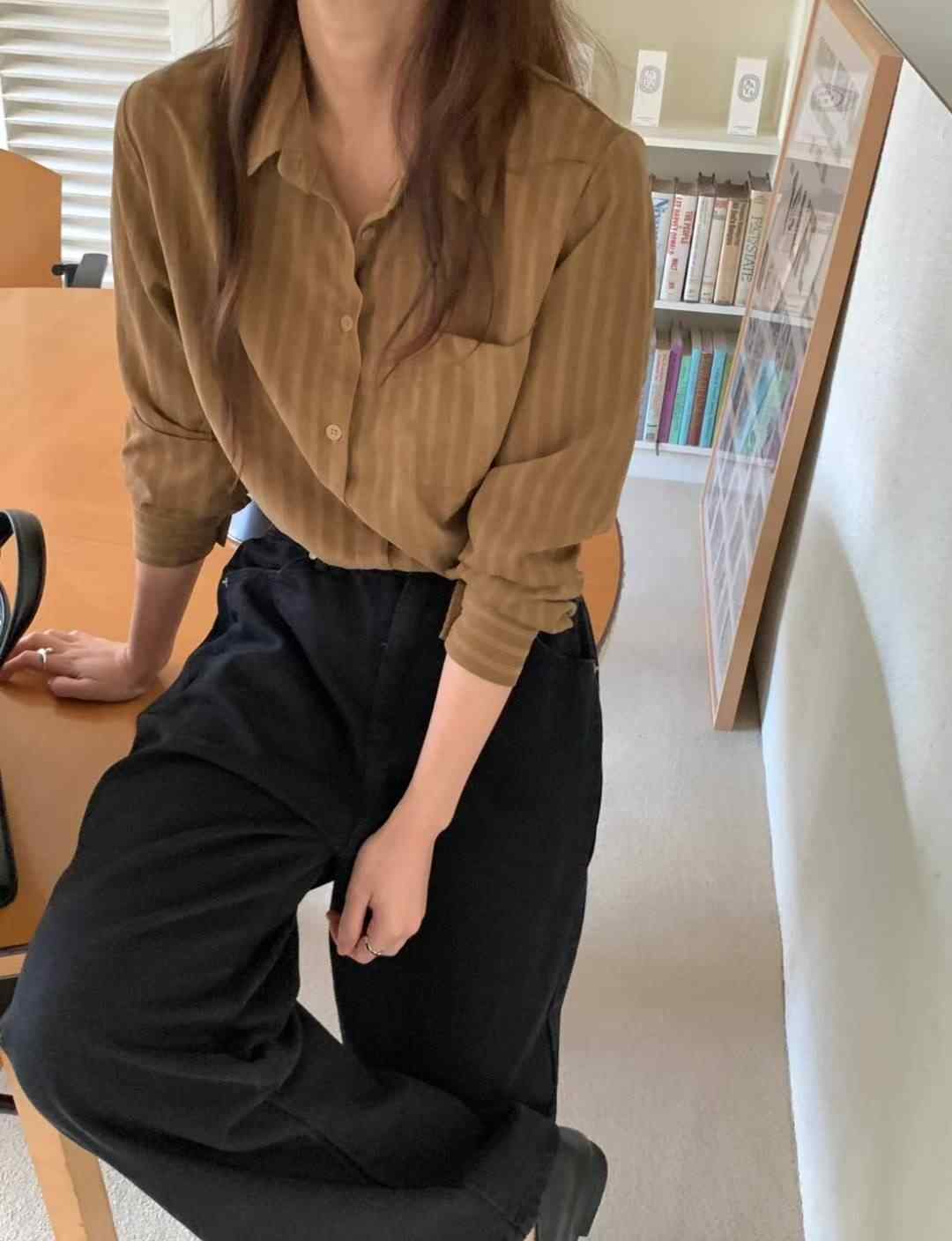 HACKER東大門㊣直郵女士新款推薦職業人氣休閑25秋冬襯衫蕾絲衫HACKER襯衫/蕾絲衫