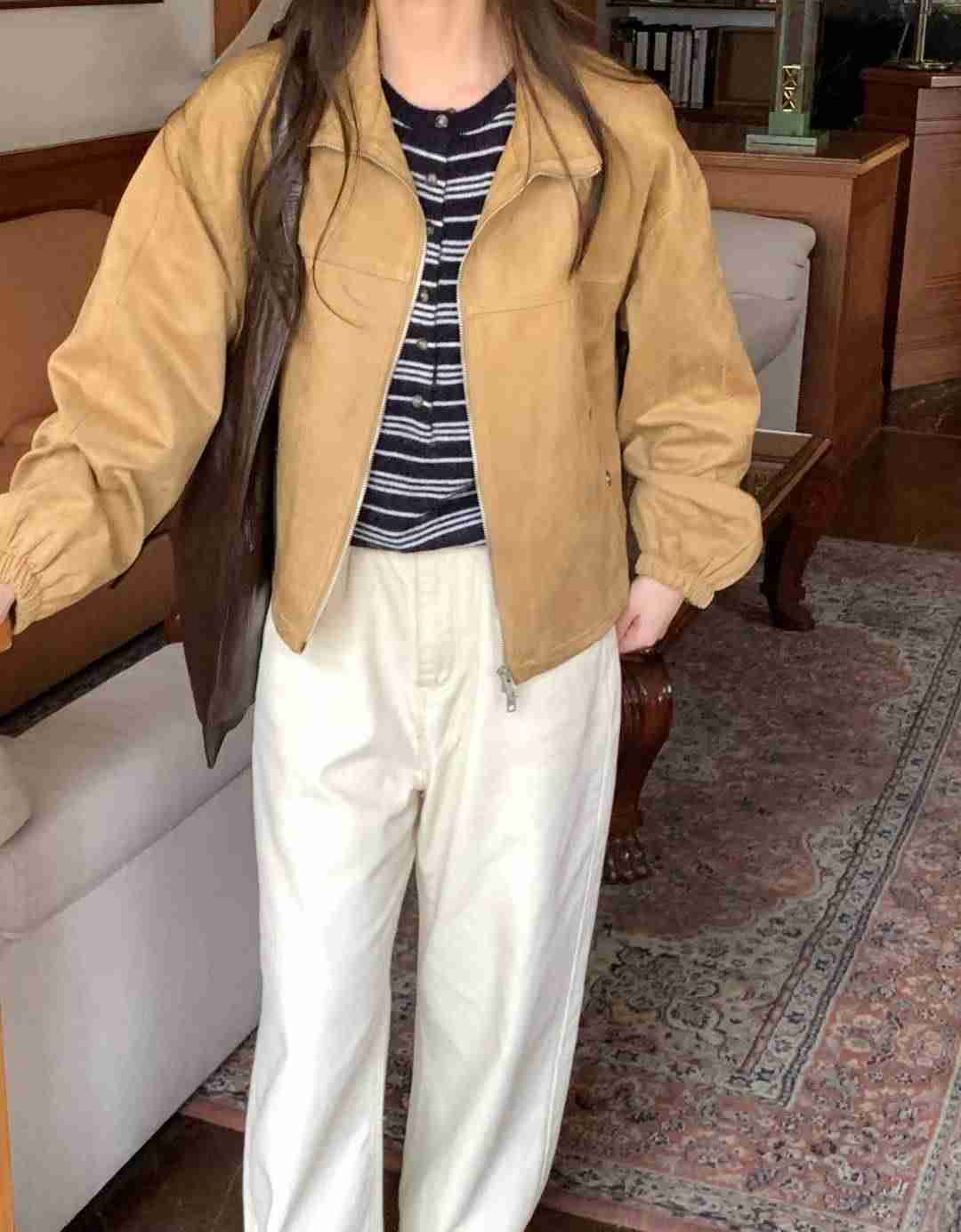 HACKER東大門㊣實拍女裝新款推薦真品25秋冬人氣休閑夾克麂皮HACKER夾克