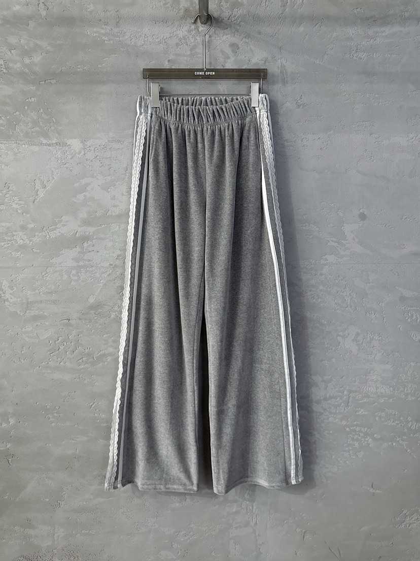 COME OPEN韓國代購㊣女士新品人氣25秋冬休閑褲天鵝絨蕾絲COMP-(COME OPEN)休閑褲