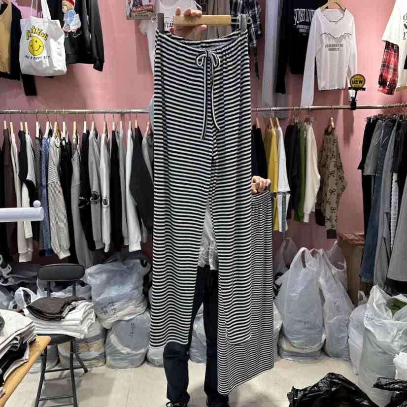 K STORY東大門㊣代購女裝新品推薦時尚25秋冬人氣休閑褲條紋K STORY休閑褲