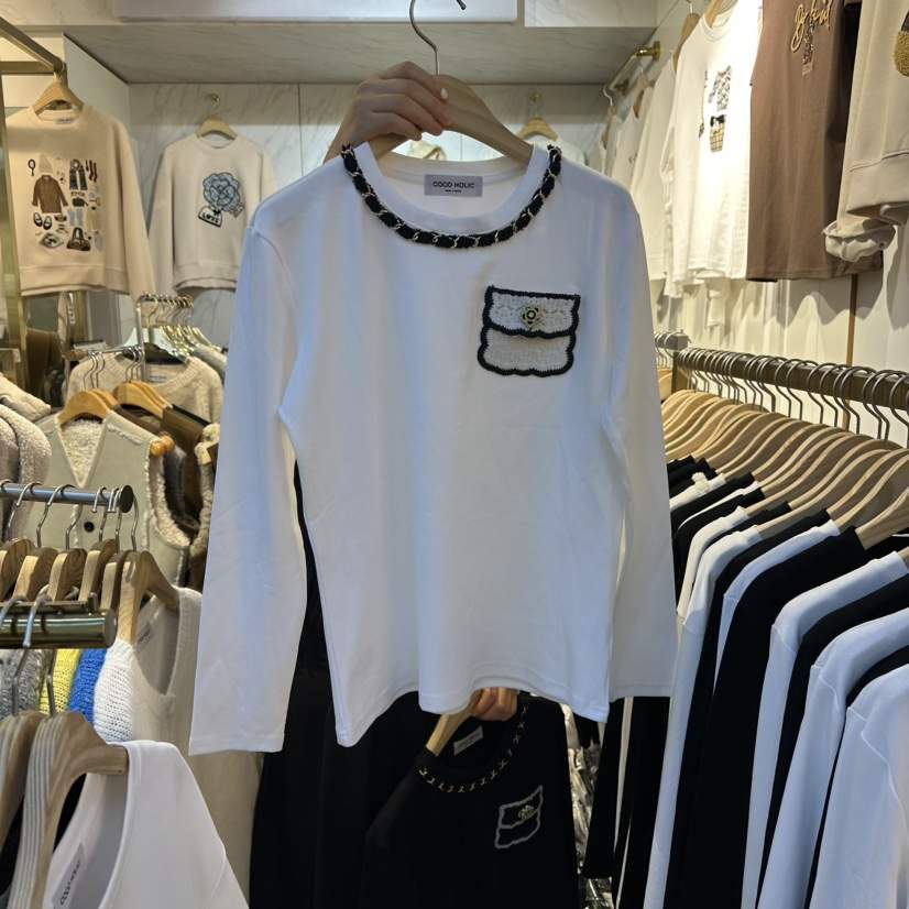 COCO HOLIC韓國代購㊣女士新款推薦真品熱賣人氣25秋冬長袖T恤COCO HOLIC長袖T恤