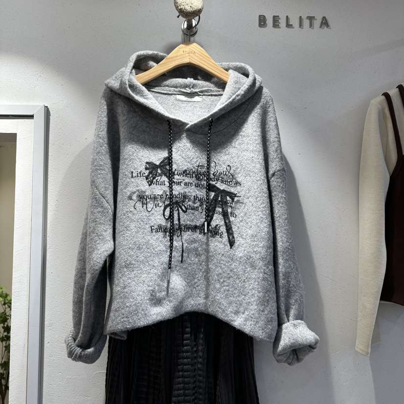 BELITA東大門㊣實拍女士新品25秋冬人氣職業時尚休閑毛衣兜帽BELITA毛衣