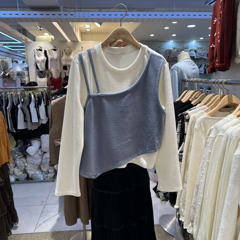 BELITA東大門㊣實拍女士新款休閑時尚真品推薦長袖T恤假兩件BELITA長袖T恤