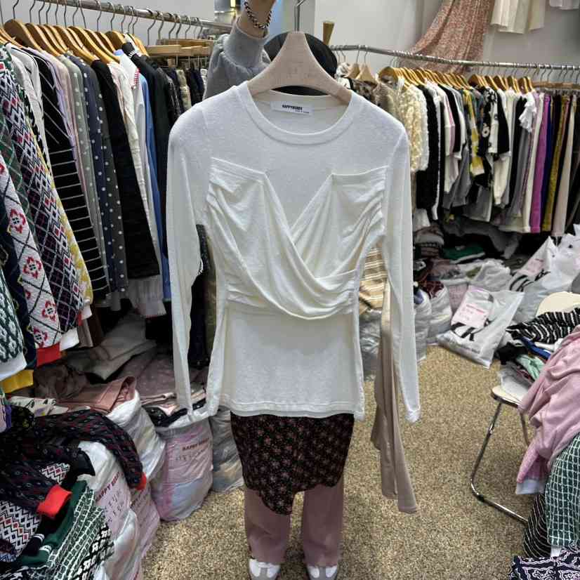 HAPPYBERRY東大門㊣直郵女裝新品時尚25秋冬長袖T恤天絲羊毛HAPPYBERRY長袖T恤