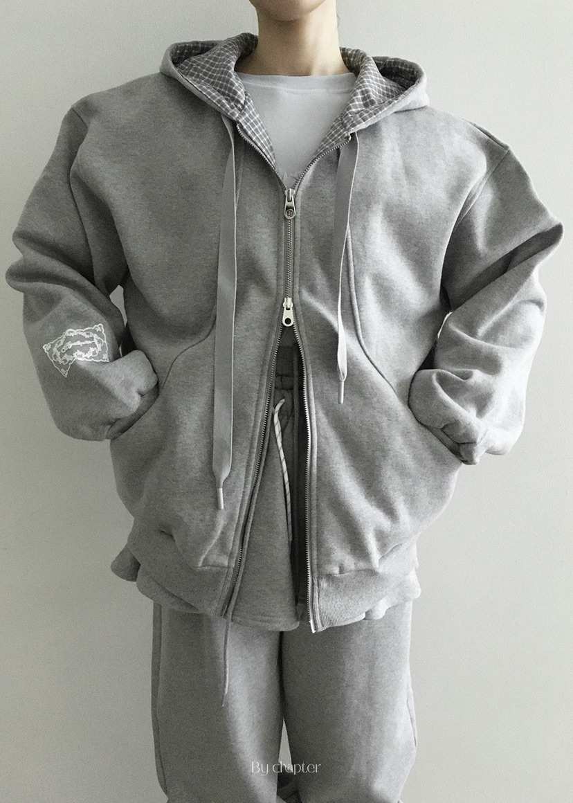 BY CHAPTER韓國代購㊣女士新品推薦真品夾克連帽拉鏈衫格紋BY Chapter夾克