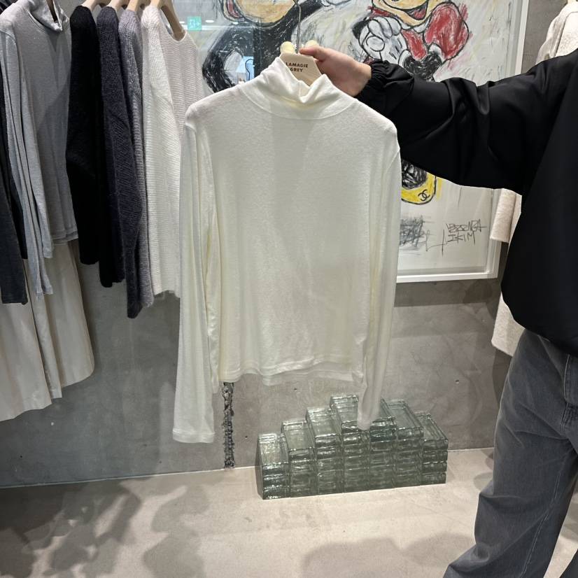LAMAGIEPIE東大門㊣代購女裝新品熱賣職業真品推薦25秋冬長袖T恤LAMAGIE GREY長袖T恤