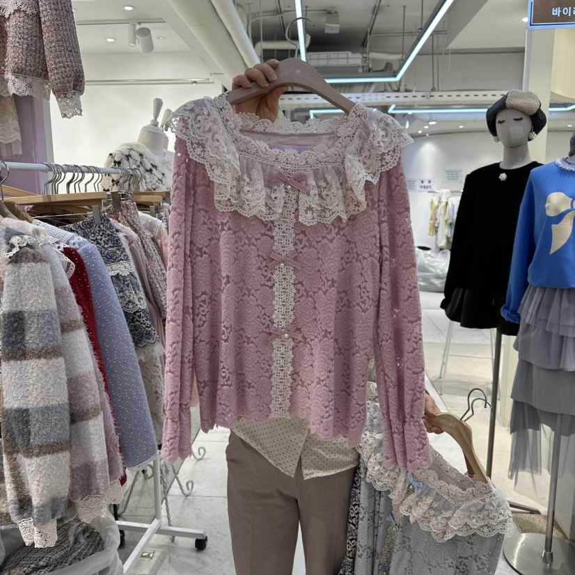 MS東大門㊣直郵女裝新品職業推薦真品休閑25秋冬襯衫蕾絲衫MS襯衫/蕾絲衫