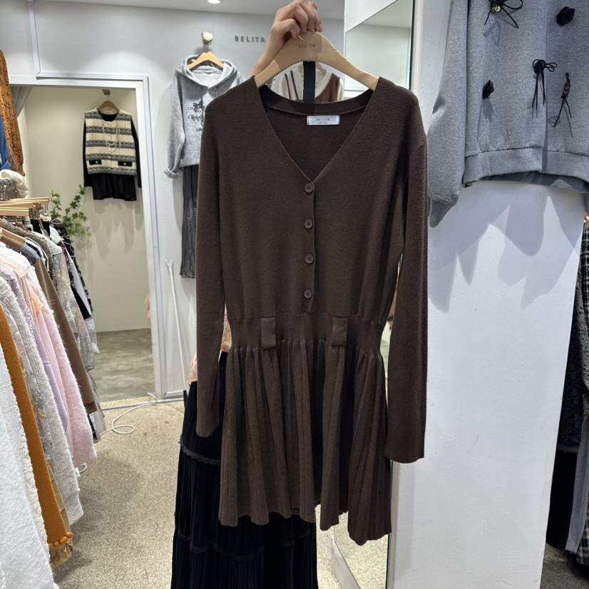 BELITA東大門㊣直郵女裝新款休閑熱賣職業25秋冬連衣裙不含腰帶BELITA連衣裙