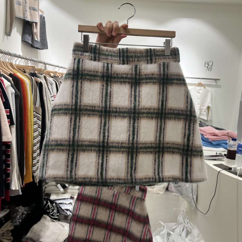 BY BOMI韓國直郵㊣女士新品人氣熱賣推薦時尚職業短裙格紋BY BOMI短裙