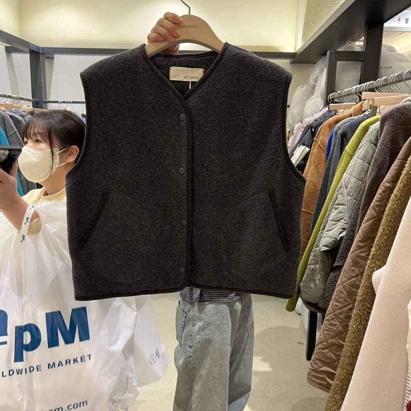 SELF SERVICE東大門㊣直郵女裝新品熱賣休閑推薦時尚馬甲羊毛SELF SERVICE馬甲