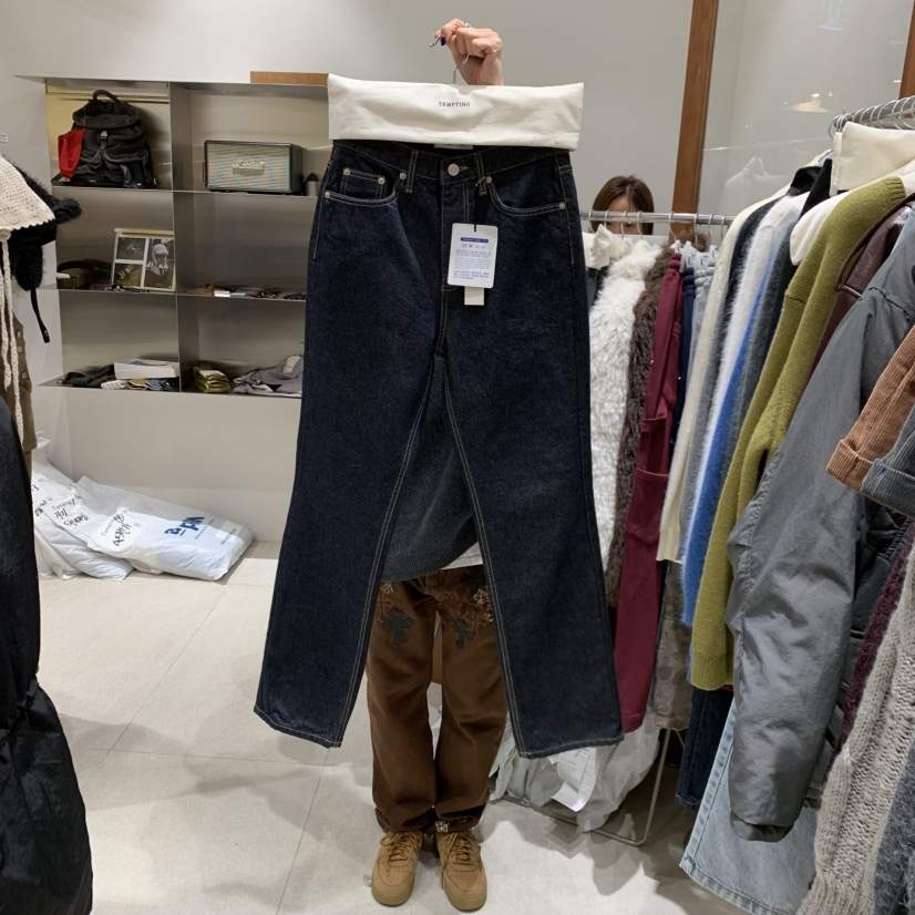 TEMPTING東大門㊣代購女士新款熱賣牛仔褲不褪色毛絨羊毛拉絨TEMPTING牛仔褲