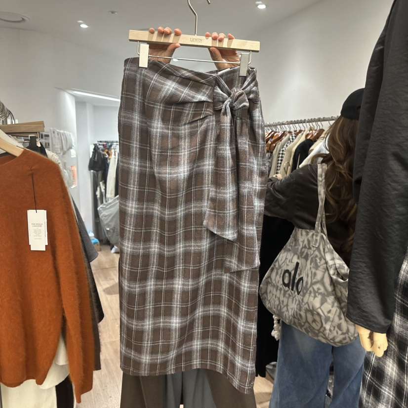 LEWIN韓國代購㊣女裝新款人氣休閑推薦職業熱賣長裙格紋半身裙LEWIN長裙