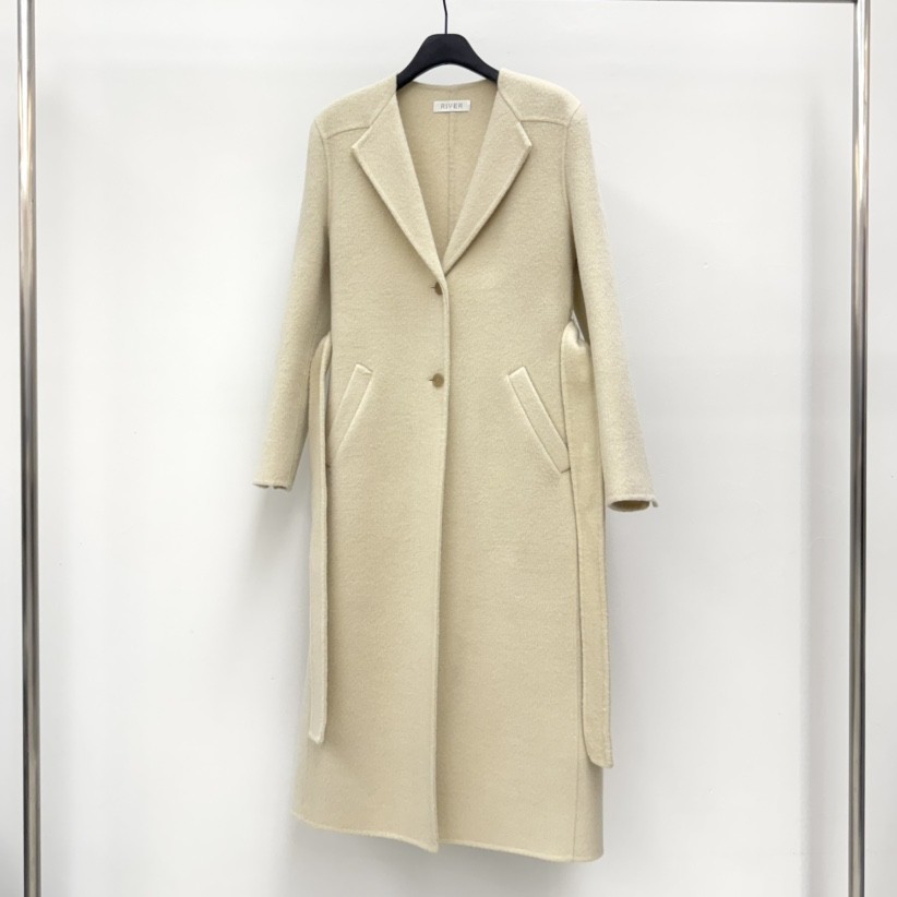 RIVER東大門㊣直郵女士新品真品人氣休閑職業中長款大衣含腰帶WATER/RIVER中長款大衣