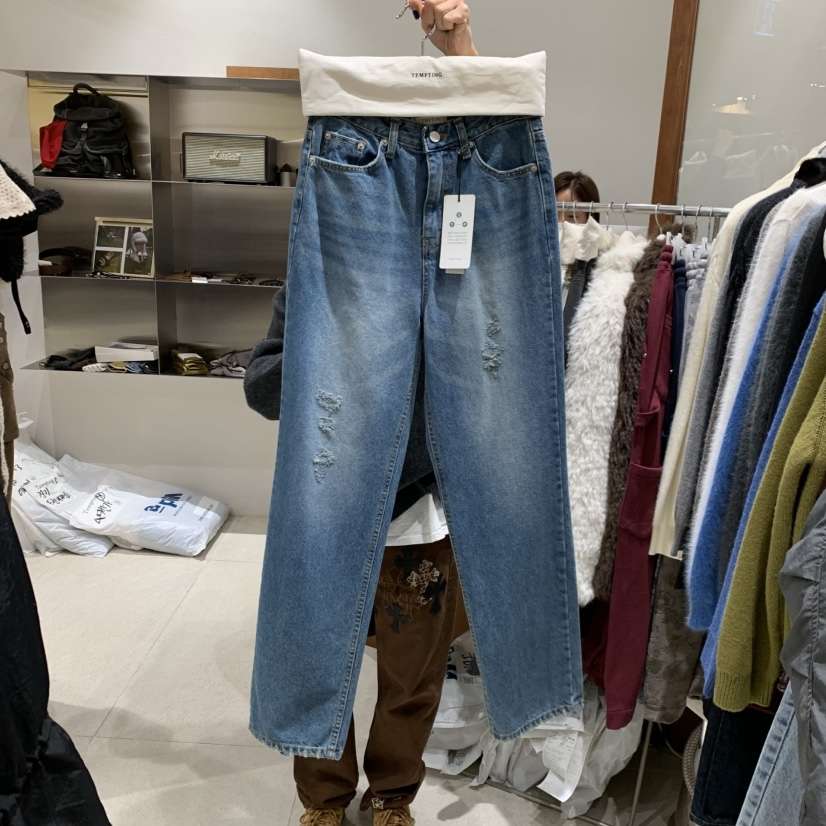 TEMPTING東大門㊣代購女士新品休閑真品時尚牛仔褲羊毛拉絨TEMPTING牛仔褲