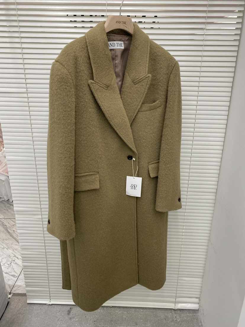 AND THE東大門㊣代購女裝新款人氣休閑中長款大衣含腰帶超長AND THE中長款大衣