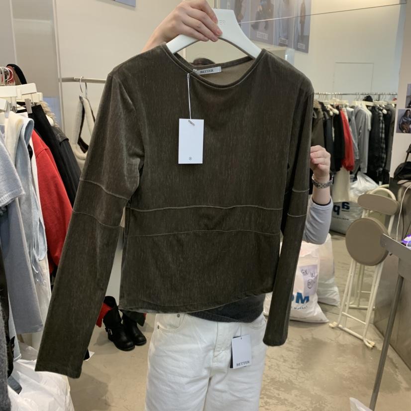 BETTER韓國代購㊣女士新款熱賣25秋冬休閑推薦人氣長袖T恤絨BETTER長袖T恤