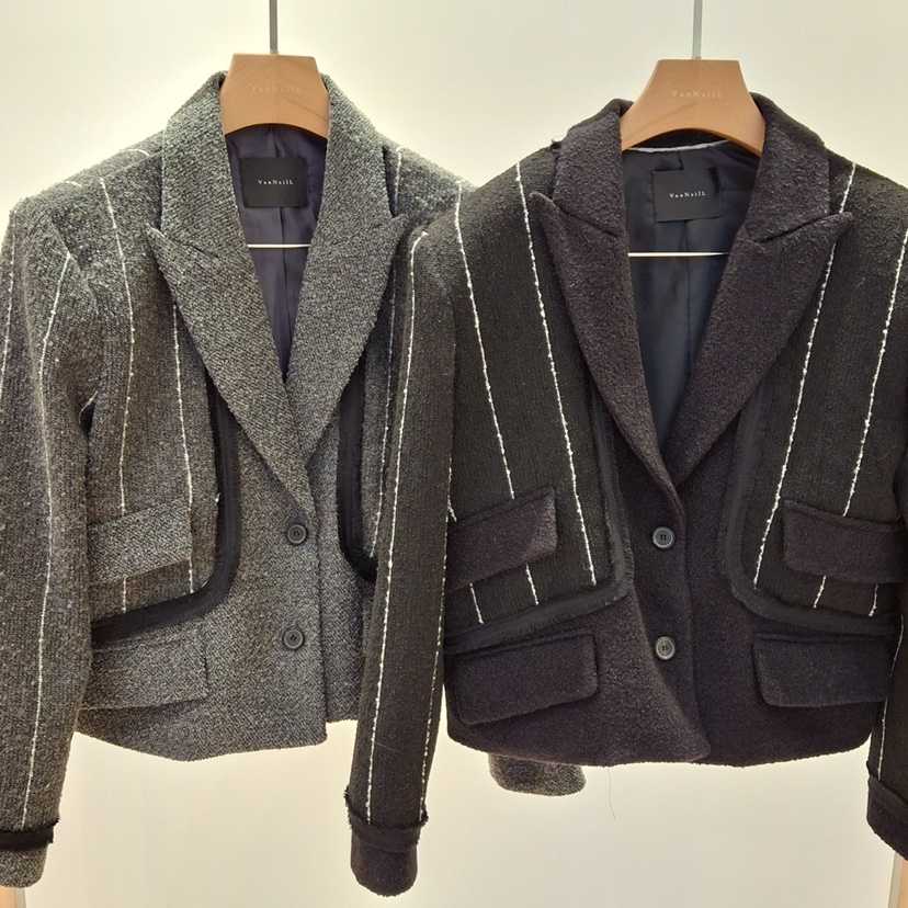 VAN NZILL東大門㊣代購女士新品職業推薦熱賣休閑夾克條紋VAN NZILL夾克