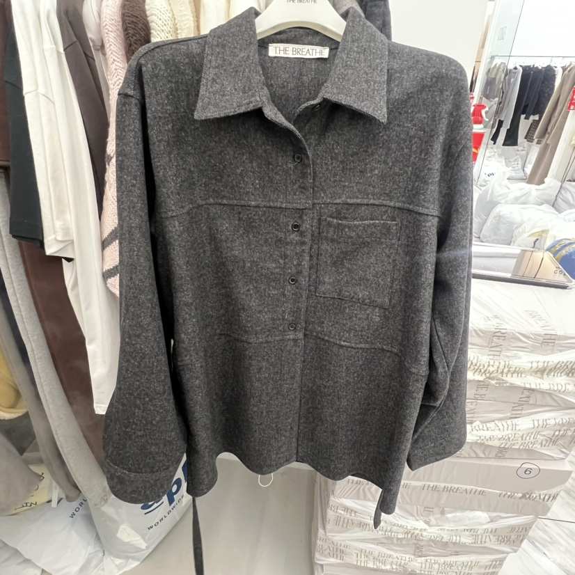 BREATHE韓國代購㊣女裝新款職業休閑真品25秋冬襯衫蕾絲衫含腰繩BREATHE襯衫/蕾絲衫